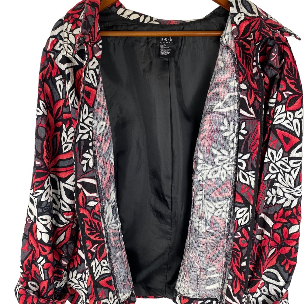 RQT women zip up vintage jacket 3X lined Hidden zipper, cotton shell, blazer - Picture 9 of 14